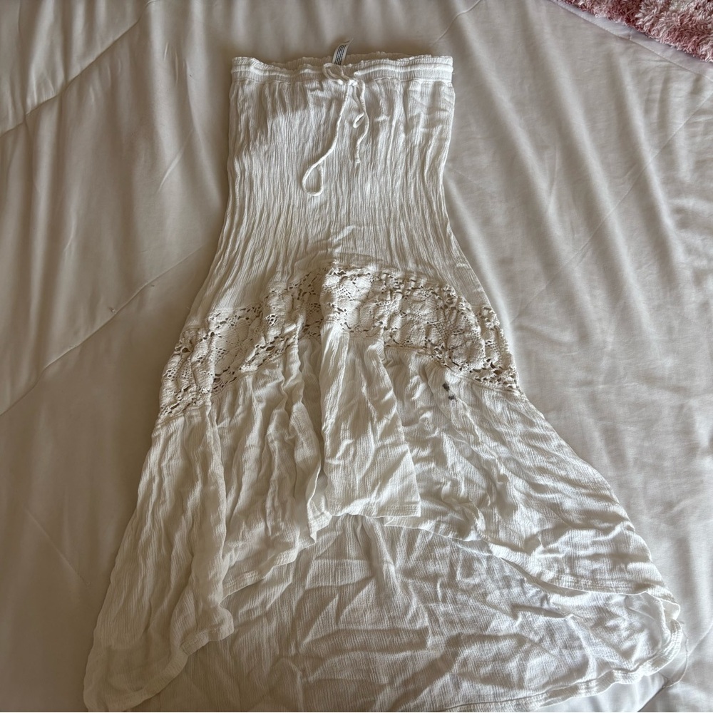 White Strapless Maxi Dress